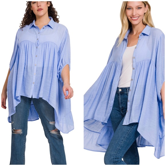 🎉 LAST ONE 🎉 Tiered Back Button Down Tunic - Picture 2 of 5